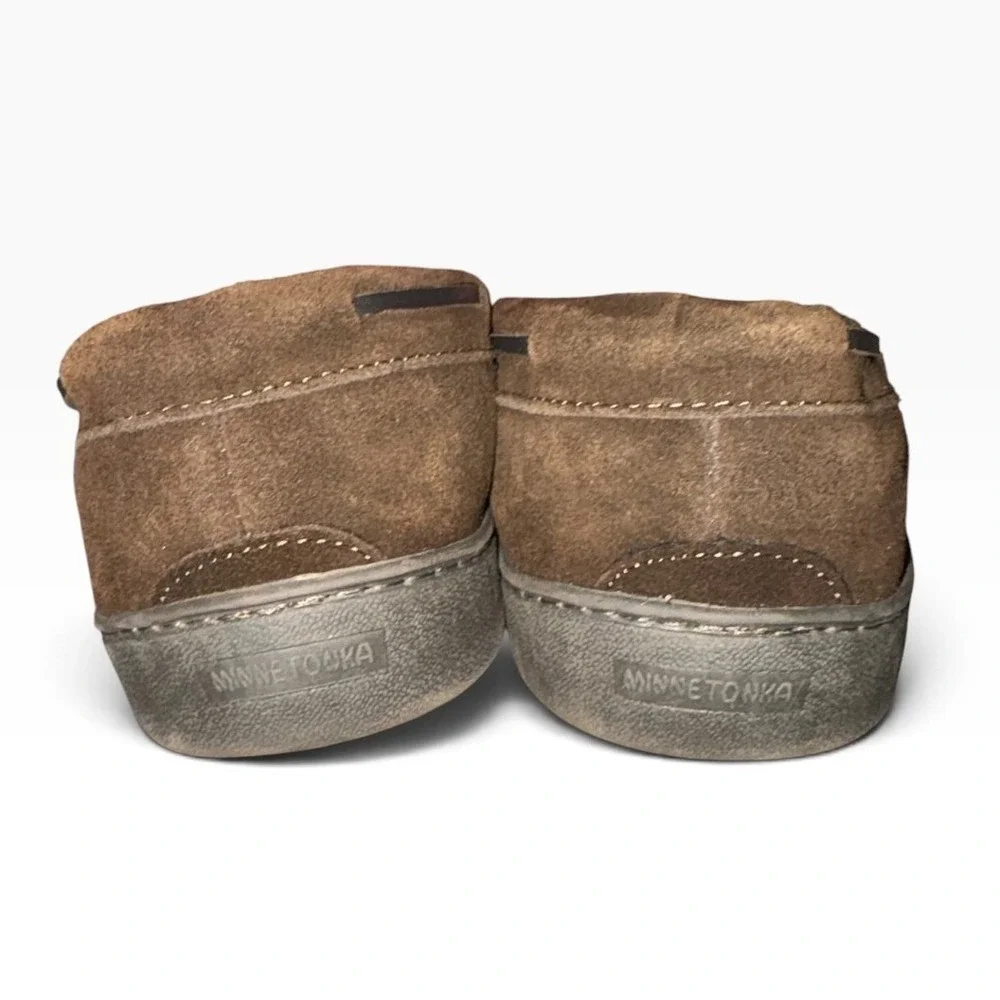 Minnetonka Chocolate Brown Suede Casey Slippers shoes Mens sz 11